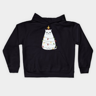 Christmas Crazy Cool Funny Cat Merry Fluffmas Kids Hoodie